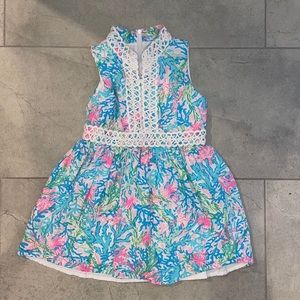 Lilly Pulitzer GIRLS MINI FRANCI DRESS Coral Bay Small Blue Pink